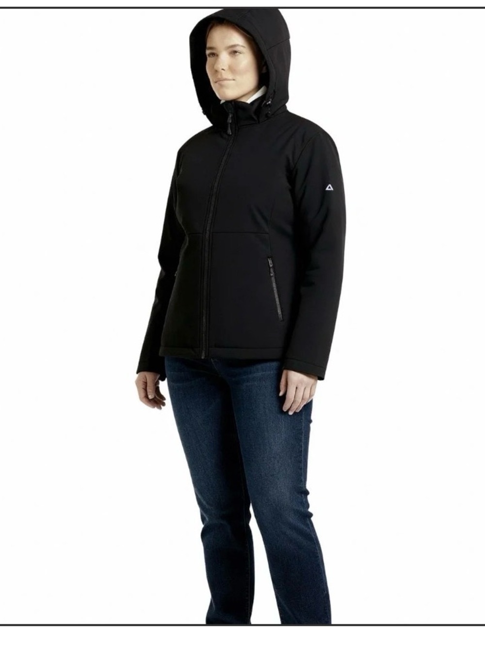 Women's Black Hooded Softshell Jacket - Unbranded